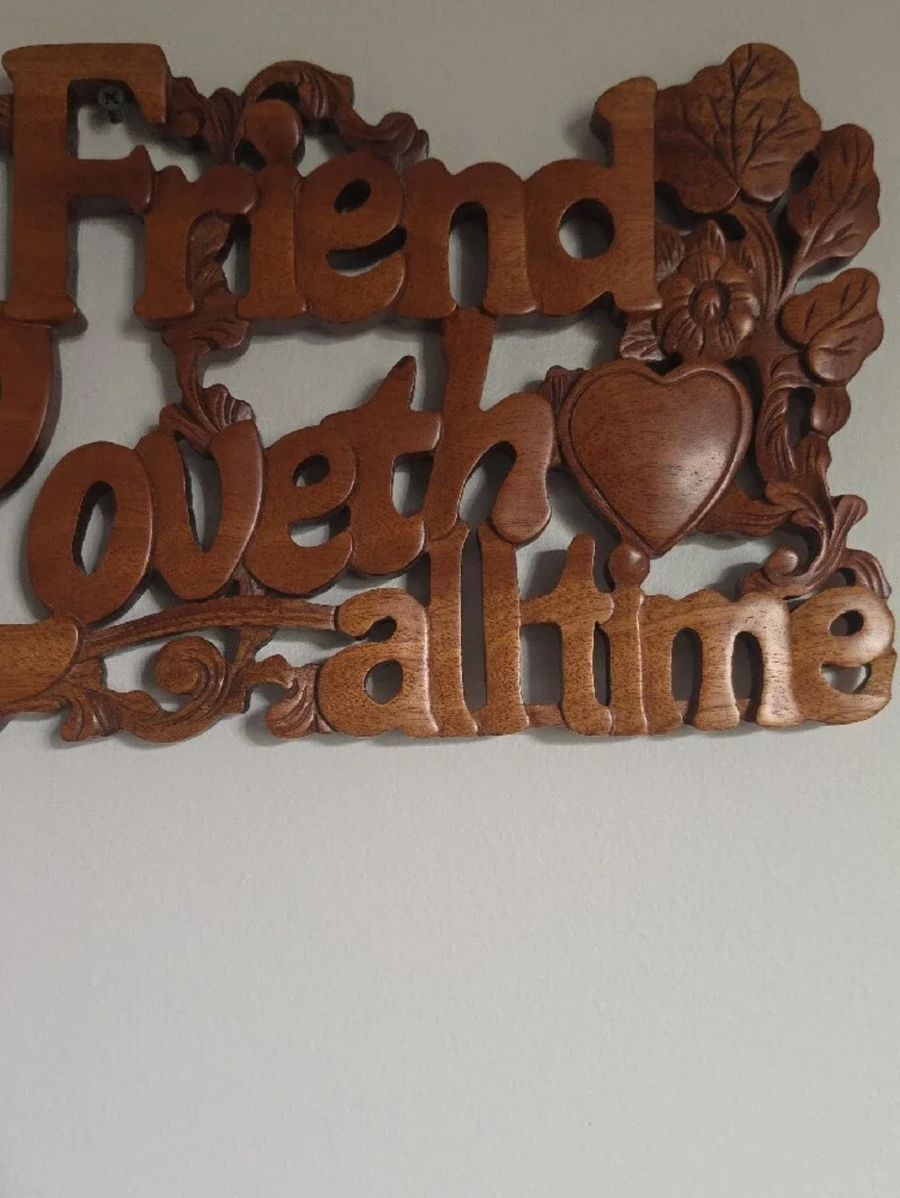 Wooden 'A Friend Loveth at All Times' Decorative Wall Plaque - Brown
